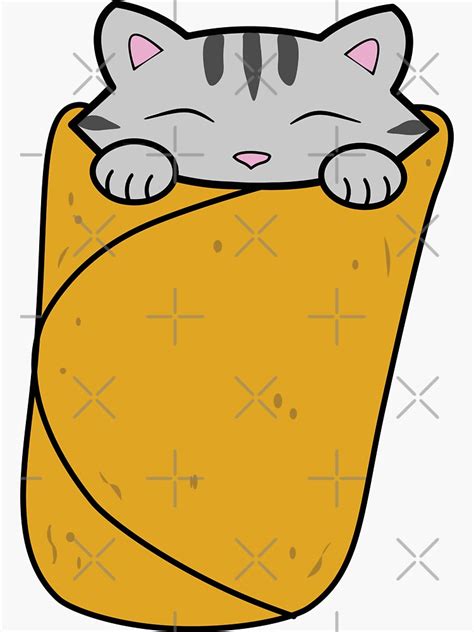 Cat Burrito Purrito Sticker For Sale By Purr95 Redbubble