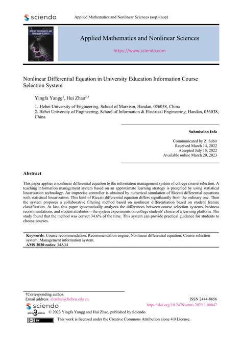 (PDF) Nonlinear Differential Equation in University Education ...