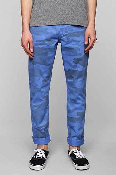 Docker Blue Camouflage Paint Slim Pants Pants Menswear