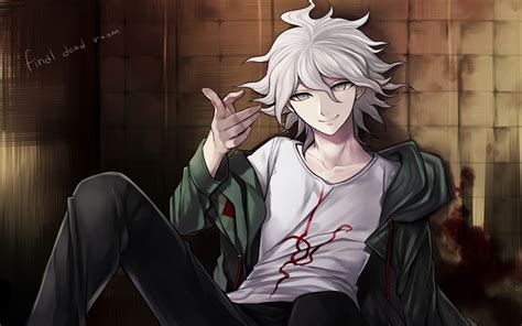 All Male Blood Dangan Ronpa Gray Eyes Gray Hair Harano Komaeda Nagito