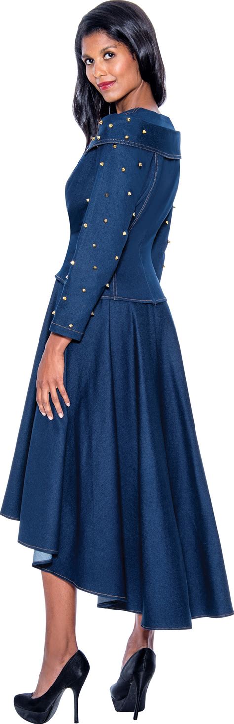 Devine Sport Denim Skirt Suit 63702 Church Suits For Less