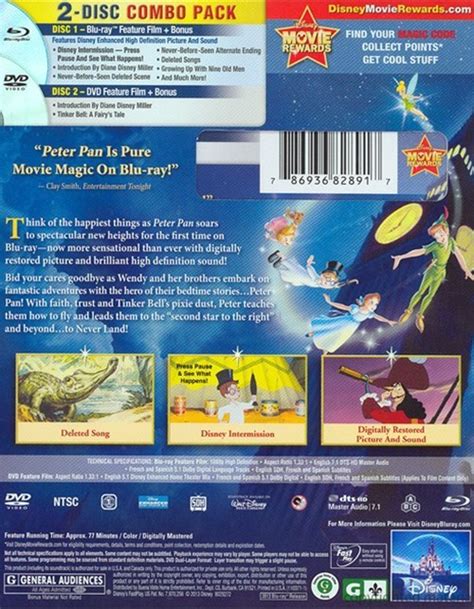 Peter Pan Diamond Edition Blu Ray Dvd Combo Blu Ray Dvd