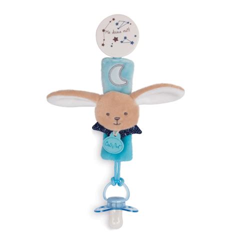 Baby Nat Les Luminescents Attache Sucette Lapin Bleu