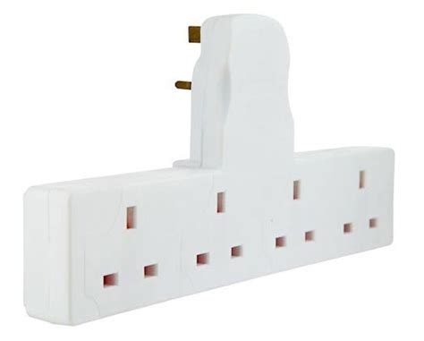 Thebigship® Mains Plug Adaptor 4 Way White Cable Free Multi Socket Extension