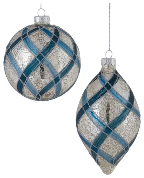 Glitter Net Glass Ball Ornamnet 6 Piece Set Modern Christmas Ornaments By Melrose