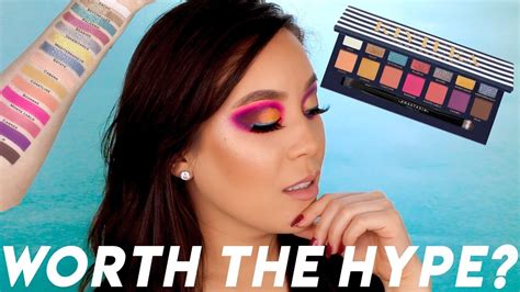 Abh Riviera Palette Tutorial And Review Colorful Half Cut Crease W Glitter Liner Youtube