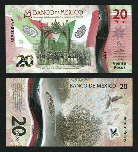 Mexico 20 Pesos 2021 Unc Polymer Commemorative P New Design Fortumor Numismatic Center