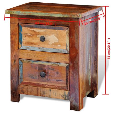 Buy Nightstand With 2 Drawers Solid Reclaimed Wood Mydeal