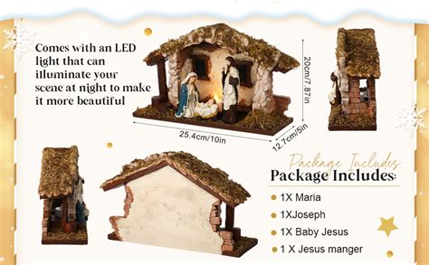 Amazon Barydat Christmas Nativity Scene Indoor With Mossy Stable