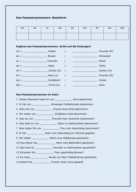 Possessivpronomen Interactive Exercise Interactive German Language