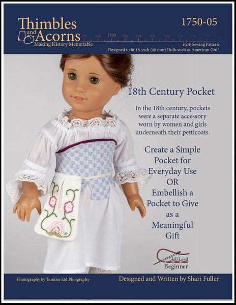 Thimbles And Acorns 18th Century Pocket Clothes Pattern 18 Inch