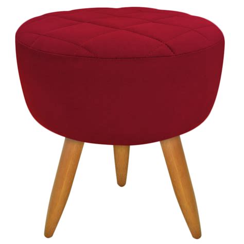 Puff Banqueta Mait Redondo Suede Vermelho Madeiramadeira