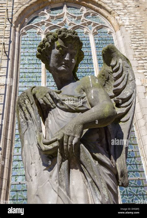 Antwerp Belgium 5 Stone Statue Of Angel As Part Of Calvary Beside Of