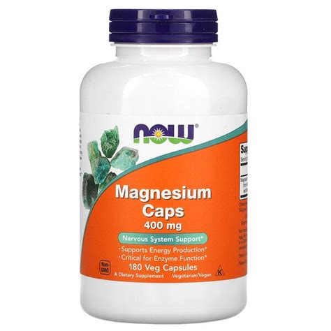 Now Foods Magnesium Caps 400 Mg 180 Veg Capsules Herbals Care