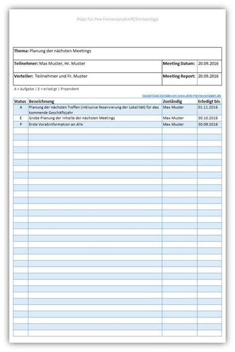 Protokoll Vorlage für Excel Alle meine Vorlagen de