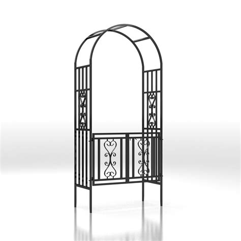 Scendor Heavy Duty Garden Arch With Gate Metal Rose Arbor Trellis For Climbing Plants Outdoor