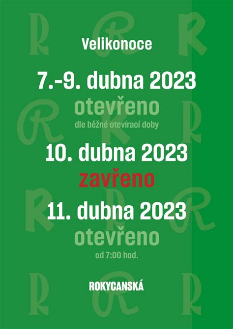 Velikonoční otevírací doba 2023 Obchodní centrum Rokycanská