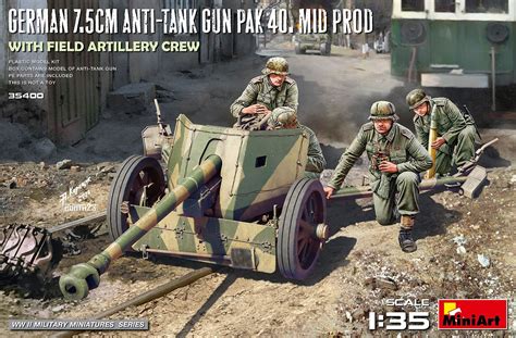 MiniArt 35400 German 7 5cm Anti Tank Gun Pak 40 Mid Prod With Field