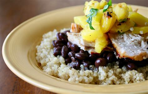 Grilled Cuban Mojo Chicken Quinoa Bowls With Grilled Pineapple Salsa