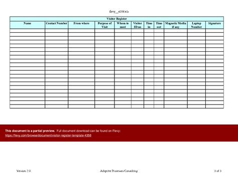 Visitor Log Book Template Excel