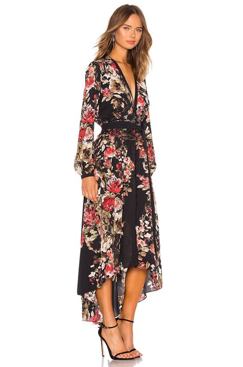 Divine Heritage Deep V Neck Dress En Red Rose Print Revolve Vestido