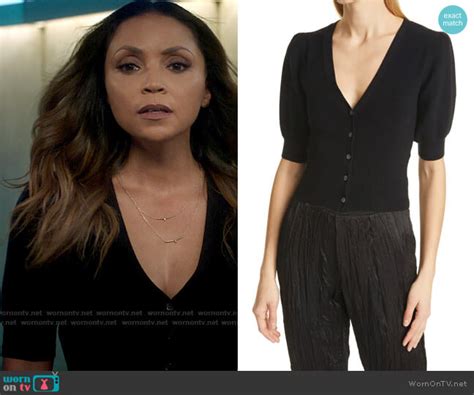 Wornontv Cecile’s Black V Neck Short Sleeve Cardigan On The Flash Danielle Nicolet Clothes