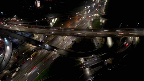 Beautiful Aerial Night View of Highway, Cars headlights 11801693 Stock Video at Vecteezy