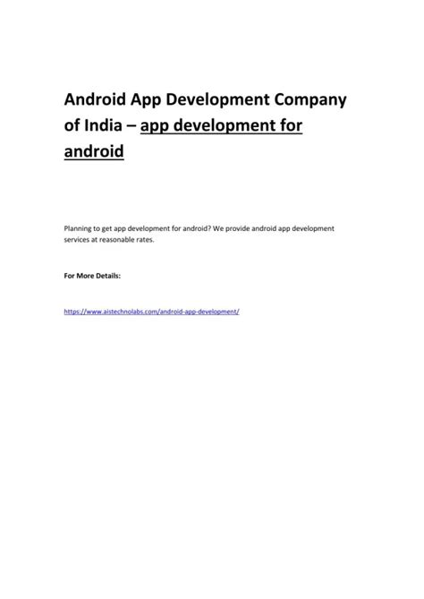 Ppt Android App Development Company In India Powerpoint Presentation