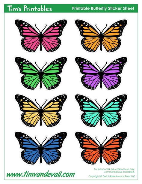 Butterfly Stickers Tims Printables