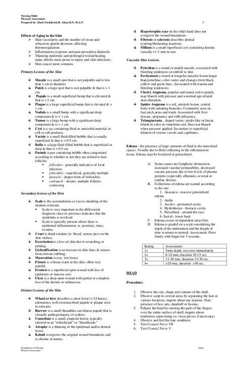 Head To Toe Assessment Cheat Sheet Printable