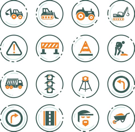 Conjunto De Iconos De Reparación De Carreteras Iconos De Señal De Seguridad Vector Png La