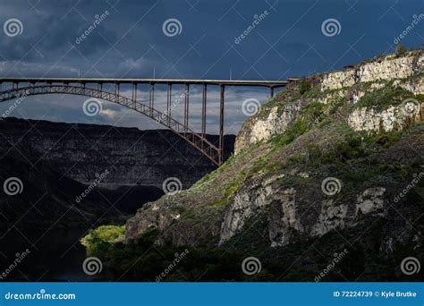 Evening at Perrine Bridge stock image. Image of perrine - 72224739