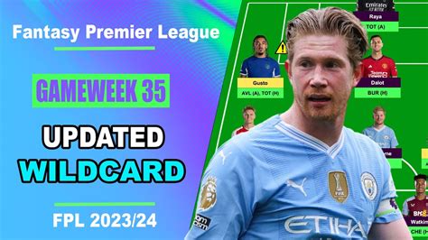 FPL Gameweek 35 UPDATED WILDCARD TEAM Fantasy Premier League Tips