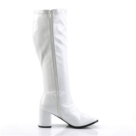 Botte Blanche Vernis Femme Talon Carr Sp Ciale Mollet Large