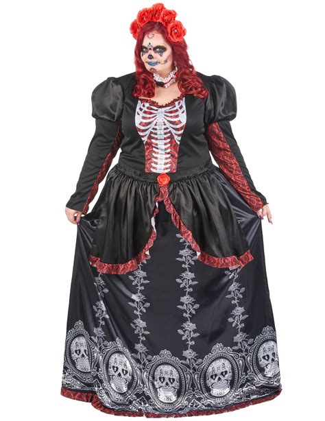 D Guisement Grande Taille Robe Longue Dia De Los Muertos Femme