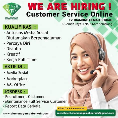 Lowongan Kerja Customer Service Online Di CV Diamond Gemah Berkah