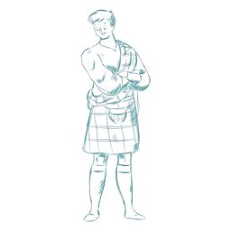 Design PNG E SVG De Boy Kilt Sporran Linha Escocesa Para Camisetas