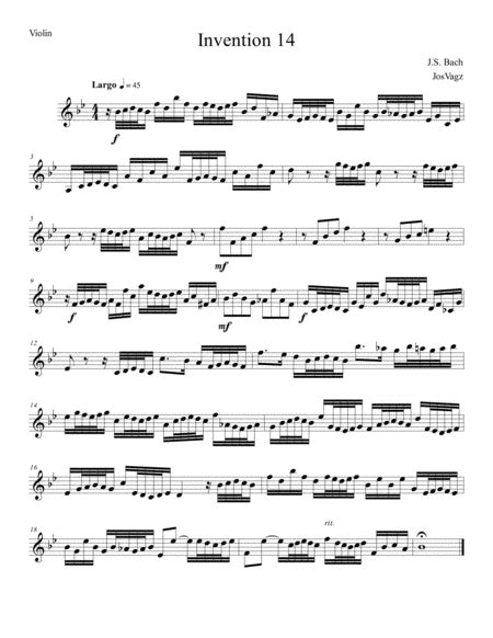 Invention In B Flat Major Bwv 785 Sheet Music Js Bach