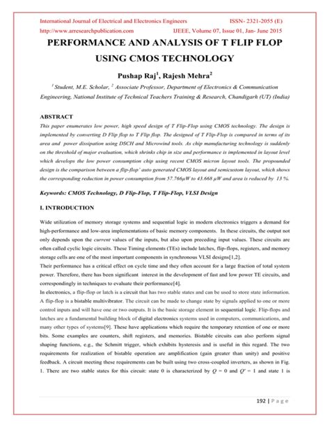 Performance And Analysis Of T Flip Flop Using Cmos Technology