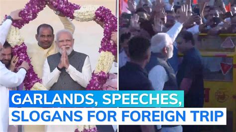 Grand Welcome For Pm Modi After 3 Nation Tour Bjp Organises Mega Show