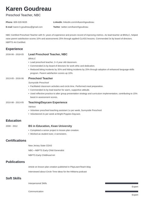 26+ Sample Resume For Preschool Teacher Assistant Pics – All About Job ...