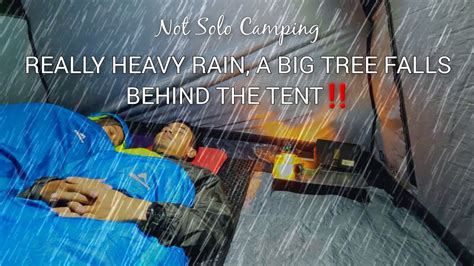 NOT SOLO CAMPING COUPLE CAMPING IN REAL HEAVY RAIN A BIG TREE FALLS