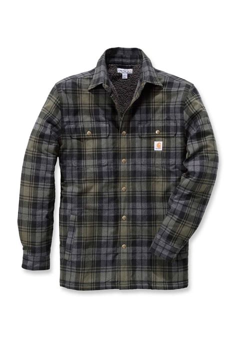 Carhartt Mens Hubbard Sherpa Lined Shirt Jacket Moss Carhartt