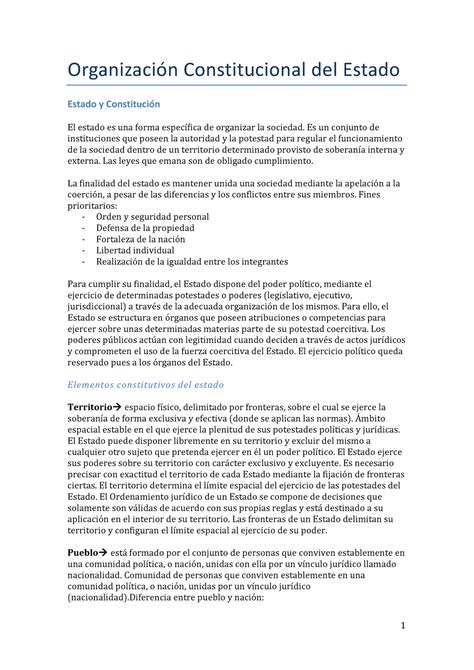 APUNTES COMPLETOS ORGANIZACIÓN CONSTITUCIONAL DEL ESTADO Organización