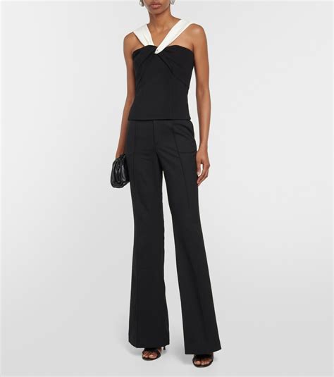 Roland Mouret High Rise Flared Wool Blend Pants Roland Mouret