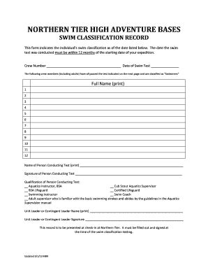 Bsa Swim Test Form Fillable Fill And Sign Printable Template Online