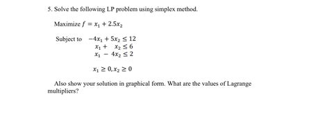 Solved Solve The Following LP Problem Using Simplex Method Chegg