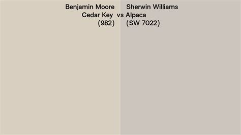 Benjamin Moore Cedar Key 982 Vs Sherwin Williams Alpaca Sw 7022 Side By Side Comparison