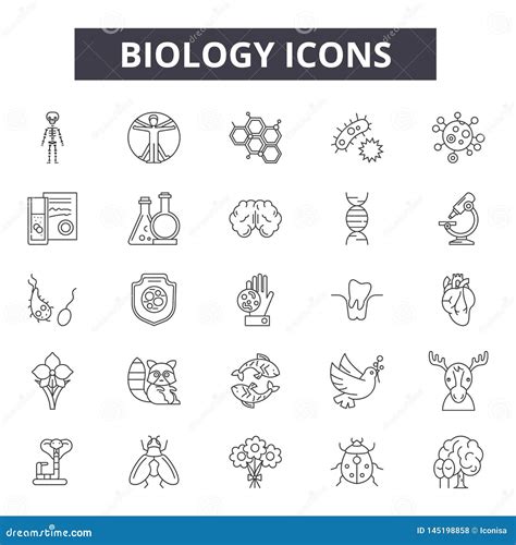 Biology Line Icons Signs Vector Set Outline Illustration Concept