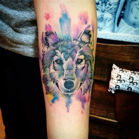 Watercolor Wolf Tattoos